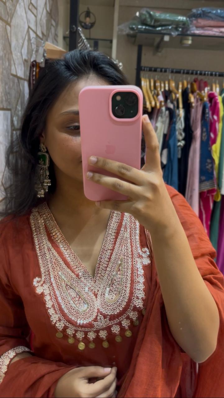 Manali Mul Chanderi Three Piece Set