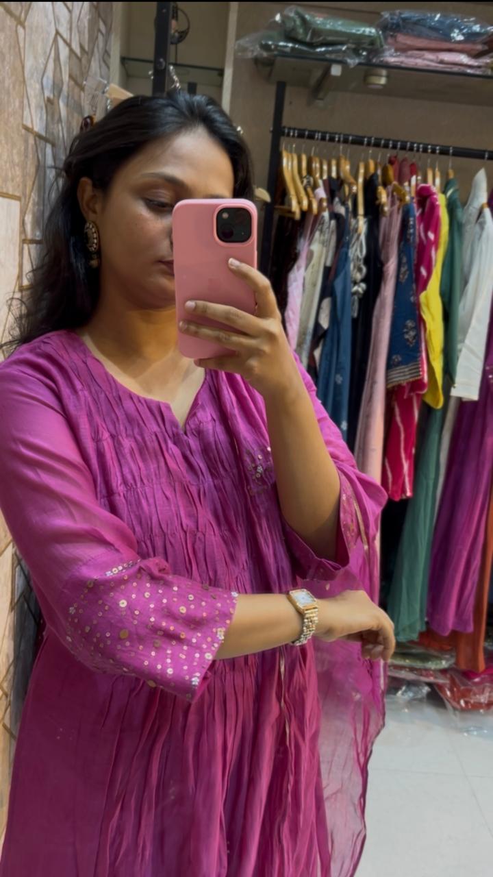 Preci Mul Chanderi Three Piece Set