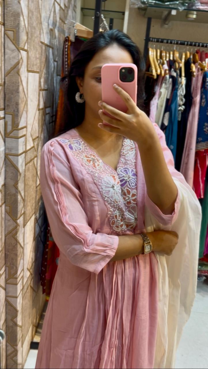 Shreya Mul Chanderi Three Piece Set