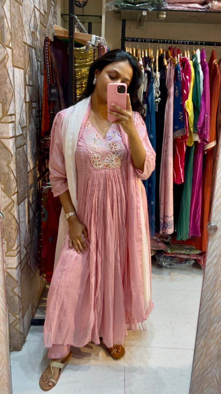 Shreya Mul Chanderi Three Piece Set