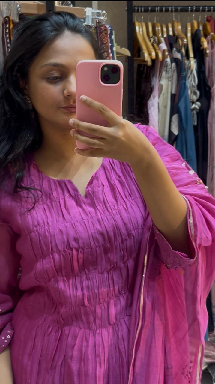 Preci Mul Chanderi Three Piece Set