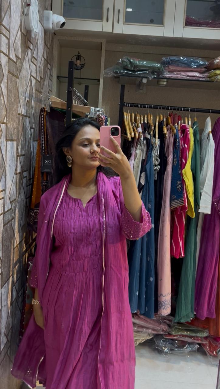 Preci Mul Chanderi Three Piece Set