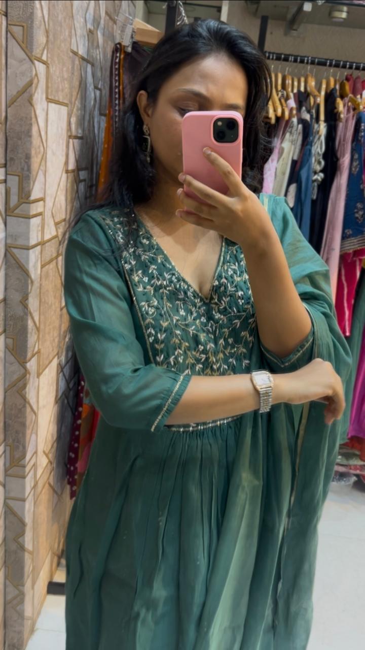 Kriti Mul Chanderi Three Piece Set