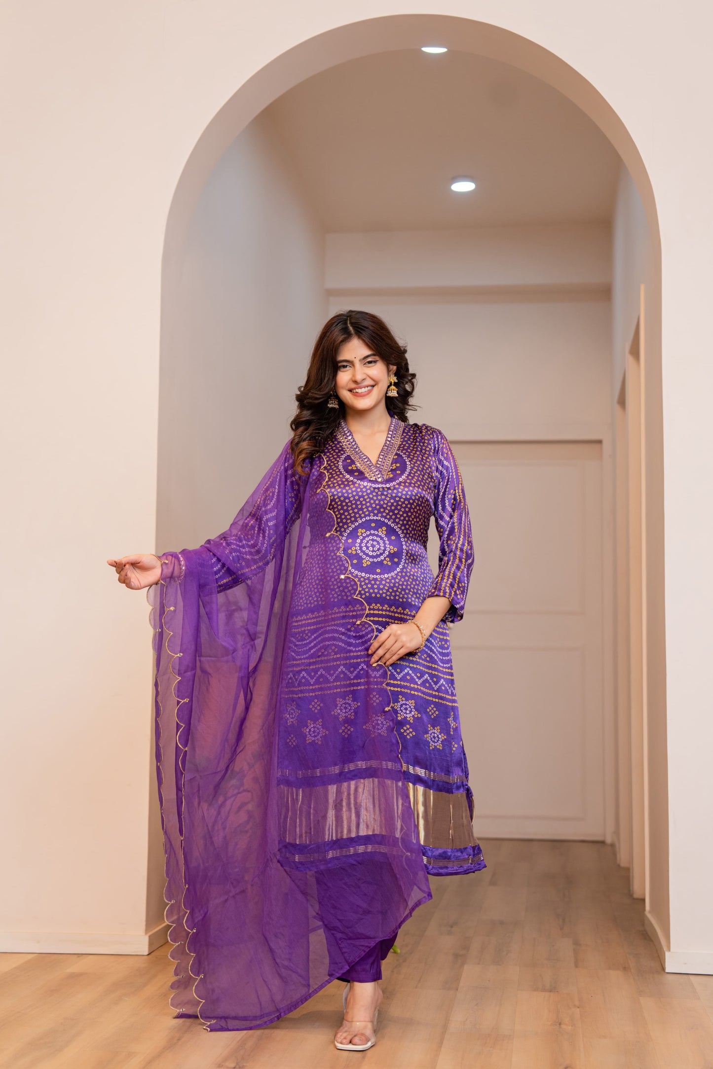 Nidhi Bandhej Three Piece Set