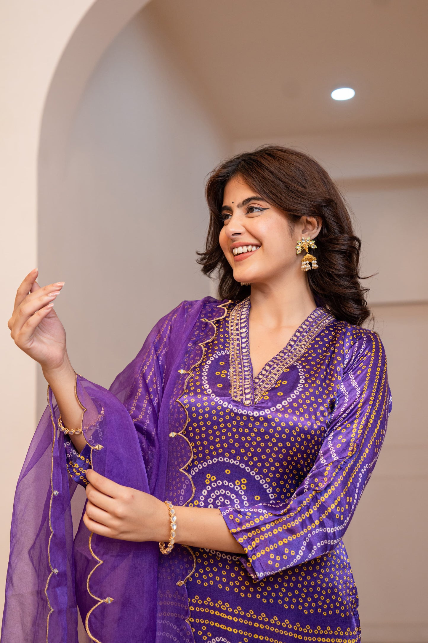 Nidhi Bandhej Three Piece Set