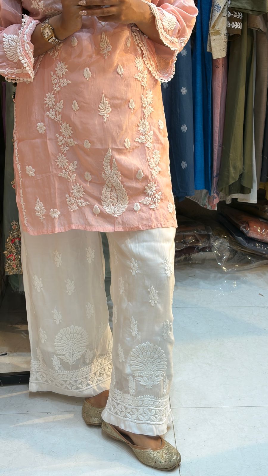 Chikankari Straight Pants