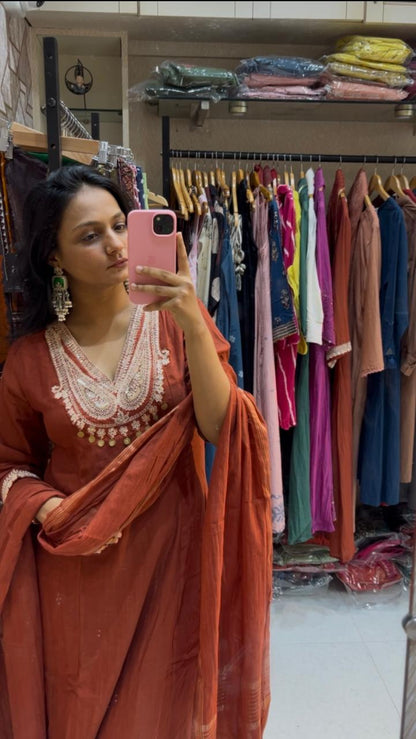 Manali Mul Chanderi Three Piece Set