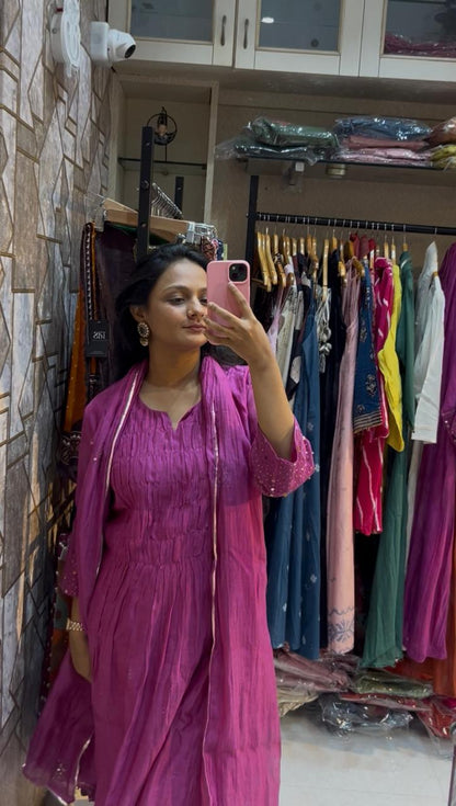 Preci Mul Chanderi Three Piece Set