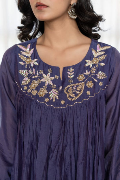 Rajvi Mul Chanderi Three Piece Set